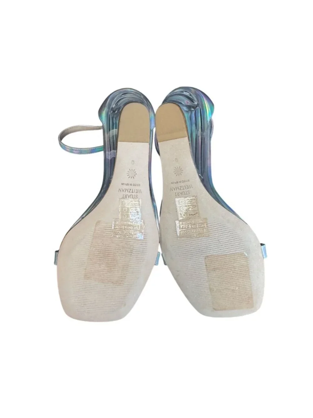 Stuart Weitzman Nudistlucite Holographic Clear-Wedge Sandals Women's, 9B NWOB - Picture 8 of 10